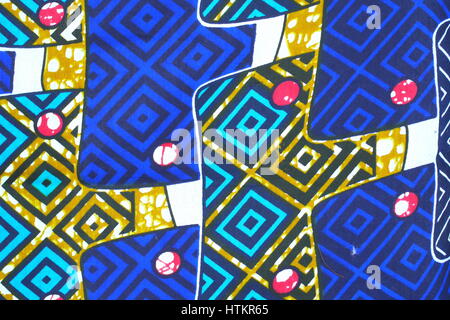 Tanzania kitenge modellato di tessuto, la stampa è eseguita tramite una tradizionale tecnica di batik. Foto Stock