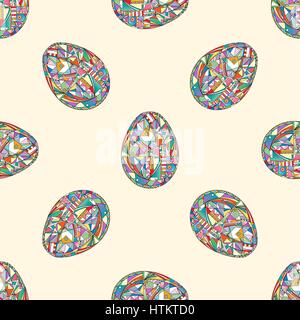 Le uova di pasqua di pattern senza giunture. Abstract vacanze sfondo vettoriale. Illustrazione Vettoriale