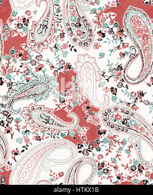 Dipinto a mano stampa paisley Foto Stock