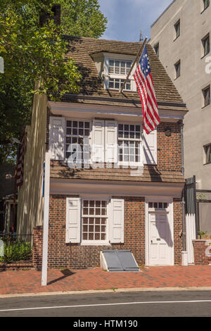 La Betsy Ross House, 239 Arch Street, Philadelphia, PA, Stati Uniti d'America Foto Stock