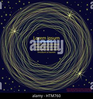 Gli anelli di colore giallo su sfondo blu scuro. Cerchio spin sfondo vettoriale Illustrazione Vettoriale