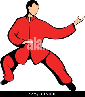 Wushu icona fighter cartoon Illustrazione Vettoriale