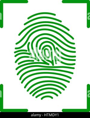 Impronte digitali verde immagine dell'icona illustrazione vettoriale design Illustrazione Vettoriale