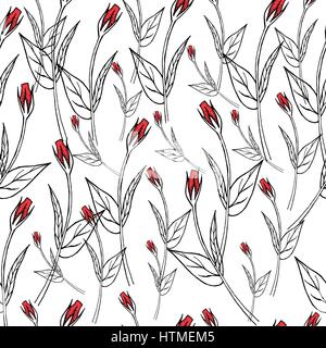Vintage floral seamless pattern con disegnati a mano le rose su sfondo isolato Illustrazione Vettoriale
