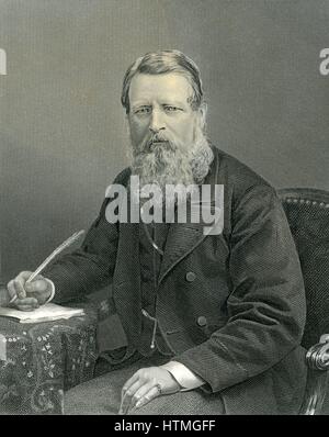 Stafford Northcote Henry, primo conte di Iddesleigh (1818-1887) statista inglese. Il cancelliere dello scacchiere 1874. Nel 1876 è diventato capo del partito conservatore in House of Commons. Incisione dopo una fotografia. Foto Stock