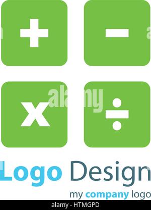 Calcolatrice logo Design colore verde Illustrazione Vettoriale