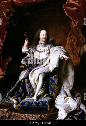 Ritratto di Re Luigi XV di Francia nel 1715 da Hyacinthe Rigaud Il duomo, 1659-1743 Foto Stock