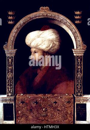 Suleiman I, (1494 - 1566) lungo-sultano regnante dell'Impero Ottomano, dal 1520 fino alla sua morte in 1566.Solimano il Magnifico marciando con esercito in Nakhichevan, estate 1554. Data 1561(1561) dipinto nel 1480 dipinto dal pittore veneziano Gentile Bellini (1429 - 1507) Foto Stock