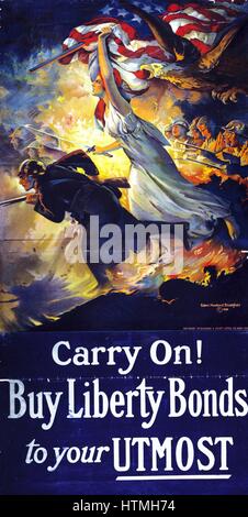 American guerra mondiale I poster "avanti! Acquistare obbligazioni Liberty' 1917 Foto Stock