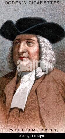 William Penn (1644-1718) Inglese Membro della Società degli Amici, popolarmente noto come quaccheri. Stabilito in Pennsylvania, America. Chromolithograph 1920. Colore Foto Stock
