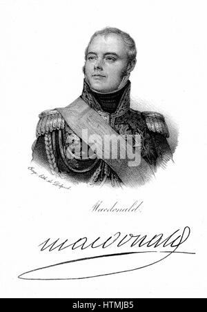 Jacques E J A Macdonald (1765-1840) Duc de Tarrente. Soldato francese, figlio di Scottish Giacobita precettore. Litografia c1820 Foto Stock