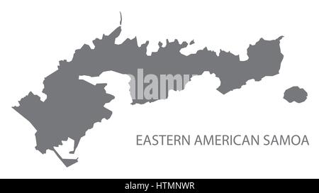 Eastern American Samoa mappa illustrazione grigio silhouette Illustrazione Vettoriale