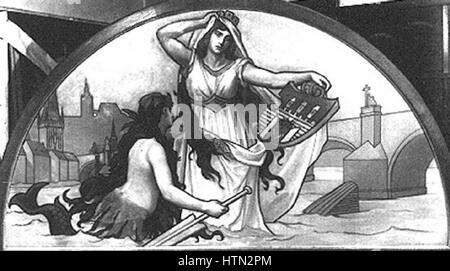 Mikolas Ales 18. 11. 1852-10. 7. 1913 - Praha una Moldava Foto Stock