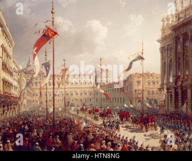 La delegazione veneta porta a Torino i risultati del plebiscito nel 1866 Foto Stock