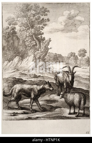 Venceslao Hollar - Il lupo e l'agnello (stato 1) Foto Stock