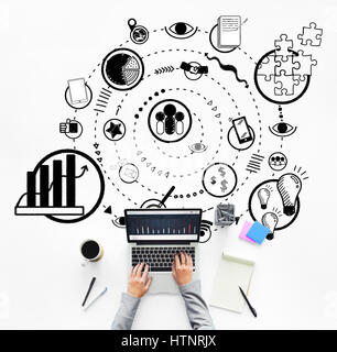 Business Marketing icone schizzo grafico Doodle Concept Foto Stock