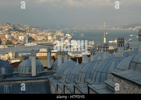Vista sul Corno d'Oro dalla moschea di Süleymaniye Foto Stock