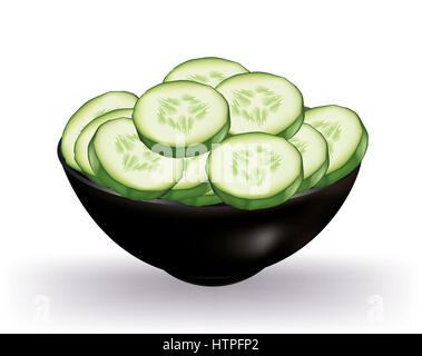 Fette di cetriolo in una ciotola Foto Stock