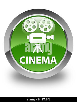 Cinema (icona videocamera) isolato sul morbido lucido verde pulsante rotondo illustrazione astratta Foto Stock