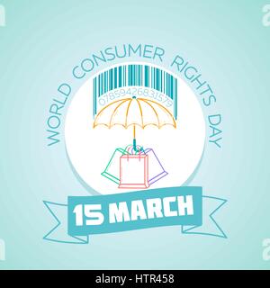 Calendario per ciascun giorno di marzo 15. Biglietto di auguri. Holiday - tutto il mondo i diritti dei consumatori al giorno. Icona di stile lineare Illustrazione Vettoriale
