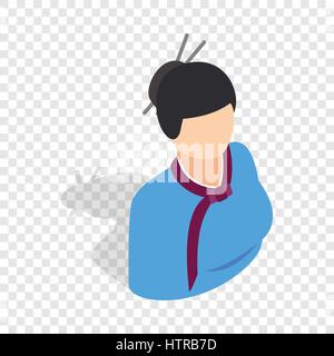 Ragazza in costume coreano icona isometrica Illustrazione Vettoriale