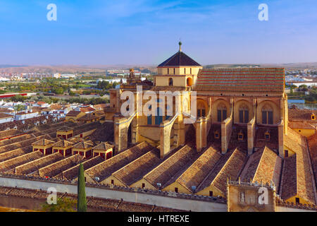 Vista aerea della Grande Moschea Mezquita - Catedral de Cordoba, Andalusia, Spagna Foto Stock