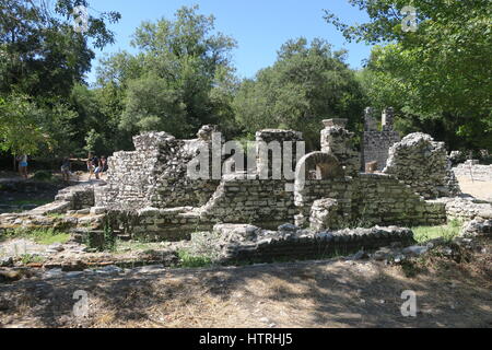 Parco nazionale di Butrinto è uno dei più importanti siti archeologici in Albania. protegge la zona del paesaggio storico, archeologia e l'ambiente. Foto Stock