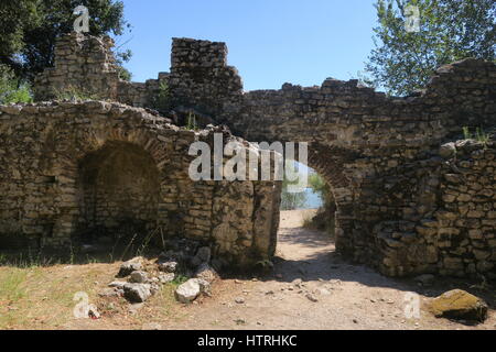 Parco nazionale di Butrinto è uno dei più importanti siti archeologici in Albania. protegge la zona del paesaggio storico, archeologia e l'ambiente. Foto Stock