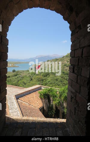 Parco nazionale di Butrinto è uno dei più importanti siti archeologici in Albania. protegge la zona del paesaggio storico, archeologia e l'ambiente. Foto Stock