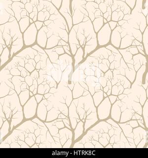 Natura seamless pattern. foresta sfondo piastrellato. alberi e uccelli selvatici illustrazione vettoriale. floral nero e sfondo bianco Illustrazione Vettoriale