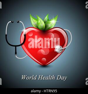 Giornata mondiale della salute sfondo cartolina. Illustrazione Vettoriale. Illustrazione Vettoriale