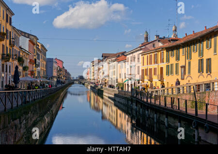 Naviglio Grande e Nubi, Milano, Italia Foto Stock