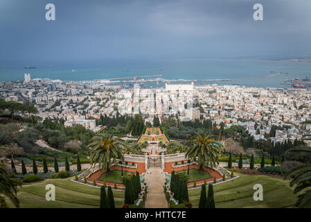 Il tempio Bahai & i giardini Bahai di Haifa Foto Stock