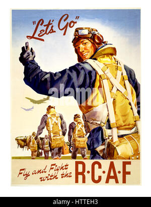 L'annata 1939 WW2 Royal Canadian Airforce assunzione poster di propaganda "Lets Go" la seconda guerra mondiale la Seconda Guerra Mondiale Foto Stock