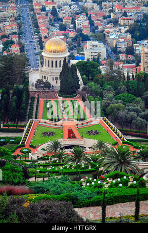 Le impressionanti giardini Bahai di Haifa, Israele. Foto Stock
