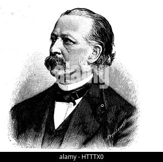 Theodor Fontane, 30 Dicembre 1819 - 20 settembre 1898, era un romanziere tedesco e poeta, la riproduzione di una xilografia dal 1882, digitale migliorata Foto Stock