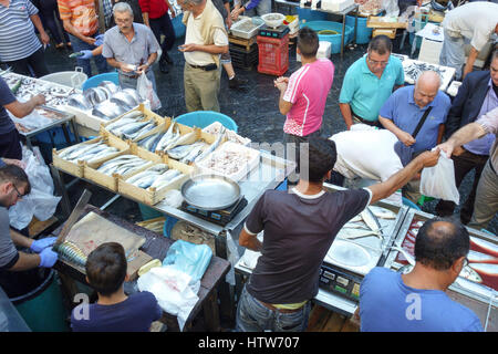 Mercato del Pesce: il mercato del pesce di Catania, Catania, Sicilia, Italia Foto Stock