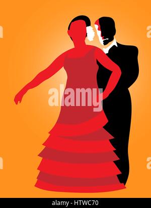 Coppia di vettore di eseguire la danza flamenca Illustrazione Vettoriale