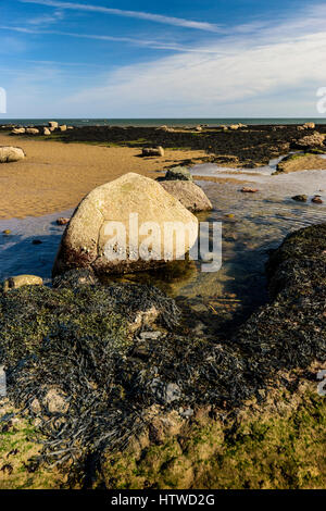 Bassa marea a Robin cappe bay North Yorkshire Foto Stock