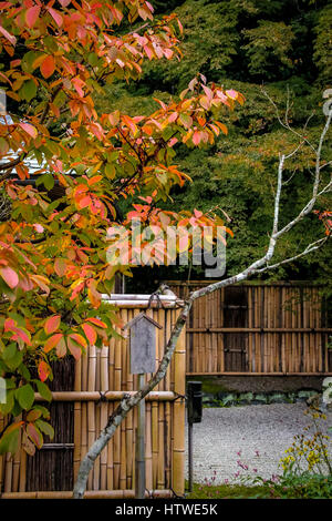 Edifici di bambù dettaglio in autunno - Kyoto, Giappone Foto Stock