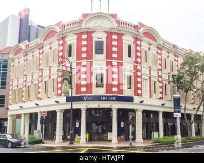 Singapore Management University (SMU) laboratori situati nel patrimonio di avanguardia di edificio, Singapore. Foto Stock