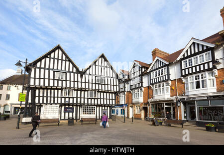 Evesham REGNO UNITO, medievale cinquecento edifici, in Evesham Town Center, Worcestershire Inghilterra REGNO UNITO Foto Stock