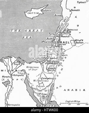 Mappa che mostra i regni di Giuda e di Israele. Da Hutchinson nella storia delle nazioni, pubblicato 1915. Foto Stock