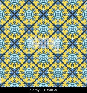 Azulejo portoghese piastrelle. Blu e bianco splendido patte senza giunture Illustrazione Vettoriale
