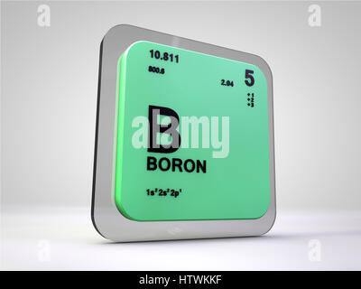Il boro - B - elemento chimico tavola periodica 3D render Foto Stock