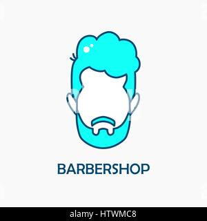 Barbiere di logo.la testa di un uomo con la barba di menta colore. Illustrazione Vettoriale