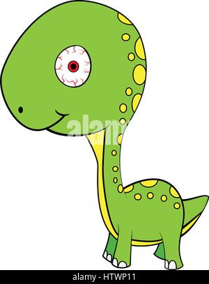 Illustrazione di Cartoon carino di verde Baby Brontosaurus dinosauro. EPS vettoriali8 . Illustrazione Vettoriale