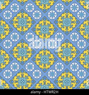 Azulejo portoghese piastrelle. Blu e bianco splendido patte senza giunture Illustrazione Vettoriale