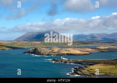 Valentia Island Lighthouse, a Cromwell punto sull' isola Valentia, nella contea di Kerry, Irlanda. Foto Stock