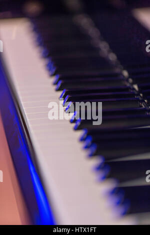 Macro di tasti di pianoforte in bianco e nero Foto Stock